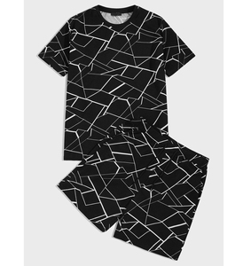 Ensemble short et t-shirt sublimé uni pour homme, style streetwear décontracté, léger, taille élastique, en maille, idéal pour l'été – Prix de gros - Product Image 4