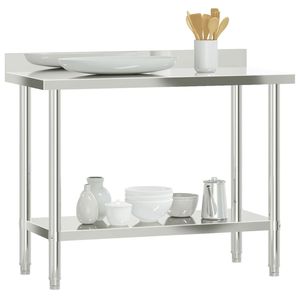 Tavolo da lavoro cucina commerciale con 43.3 di alzatina \ "x21.7 \" x36.6 \ "fabbricazione in acciaio inox - Product Image 4