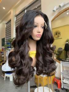 Venta al por mayor 100% virgen vietnamita Remy extensión del pelo Super doble dibujado peluca frontal de encaje Natural ondulado textura Material de cabello humano - Product Image 5