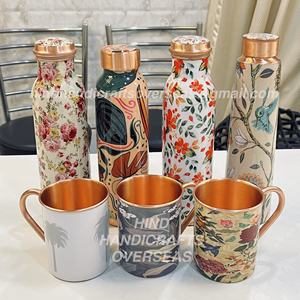 Botella de agua de cobre hecha a mano Estilo Vintage a prueba de fugas de arañazos con pintura de imagen personalizada botella de agua de fitness para beber directamente - Product Image 2