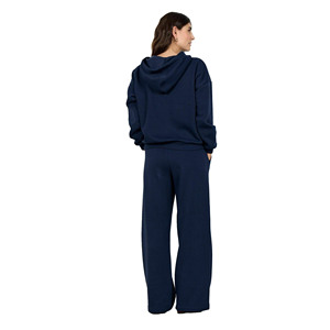 Sudadera con Capucha Extra Grande Azul Marino para Mujer con Bordado de Corazón Rojo, Hombros Caídos, Material de Felpa, para Otoño - Product Image 2