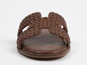 Sandalias Planas Dlords Margot de Cuero Genuino Color Chocolate Marrón, Ligeras, con Amortiguación de Aire, Punta Abierta, Estilo Slip-On, Transpirables para Verano - Product Image 3