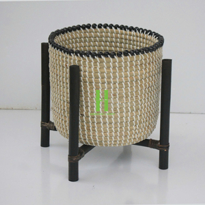 Pot de fleurs en rotin tressé moderne et écologique pour la maison, le jardin et le salon, taille personnalisée, origine Vietnam - Product Image 4