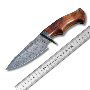 Couteau de chasse droit en acier Damas fait main A&M ENTERPRISES, avec fourreau en cuir industriel professionnel, couteaux de camping. - Product Image 5