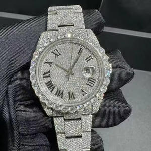 Nuevo y Elegante Reloj de Hip Hop con Incrustaciones de Diamantes de Color D VVS Moissanite, Reloj de Joyería Automático que Pasa la Prueba del Diamante - Product Image 1
