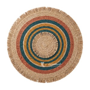 Colorful Bohemian Seagrass <b>Wall</b> Decor Luxury Concentric Circle Raffia Hanging Plate Set Sustainable Wicker Anniversary Home - Product Image 2