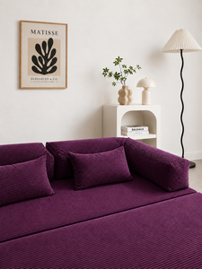 Minimalist <b>Purple</b> Sofa Bed Smart Three Seat Upholstered Padded Arms Loose Back Living Room Bedroom Hotel Villa Manufacturer Sofa - Product Image 5