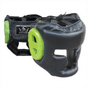 Conjunto de entrenamiento ajustable para adultos con logotipo personalizado, protector de cabeza de cuero genuino personalizado para boxeo y artes marciales. - Product Image 1