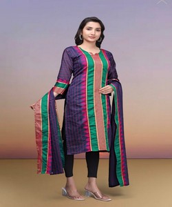 ชุดผ้าฝ้ายแฟนซีคันชีลายแจ็คการ์ด พร้อมผ้าคลุมไหล่ สไตล์ลำลอง ราคาขายส่ง เสื้อผ้าชาติพันธุ์ สีม่วง - Product Image 3