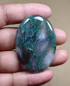 Piedra de Ágata Musgosa Natural Ovalada Pulida, Piedra Decorativa Verde para Meditación - Product Image 3