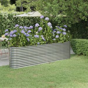 Macetas y jardineras elevadas de acero plateado con recubrimiento en polvo, grandes y duraderas - Product Image 1
