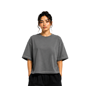Camiseta de Algodón Premium para Mujer, Corte Holgado Personalizado, Manga Corta, Etiqueta Privada, OEM, ODM, Proveedor de Ropa Urbana - Product Image 4