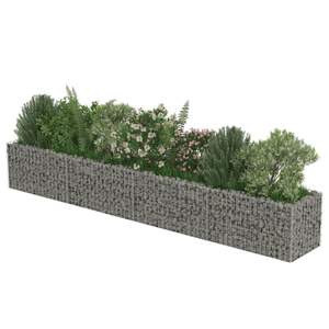 Jardinera Elevada Gabion de Acero Galvanizado Plateado 141.7x19.7x19.7 Pulgadas para Jardín - Product Image 4