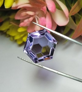 Pierre précieuse d'améthyste naturelle certifiée IGI, taille hexagonale unique, haute qualité, pierre lâche légère pour la fabrication de bijoux, bague, pendentif - Product Image 2