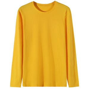 Camiseta de manga larga de color sólido para hombre y mujer, de algodón peinado, con cuello redondo, diseño estampado con logotipo personalizado OEM. - Product Image 5