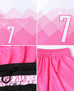 2026 Custom Sublimated <b>Soccer</b> Jersey Set Pink White Gradient Crew Neck Short Sleeve Moisture Wicking 100% Polyester Unisex Adult - Product Image 5