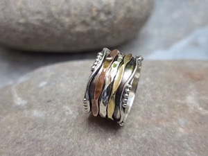 Wholesale 925 Sterling Silver <b>Spinner</b> <b>Ring</b> Handmade Wide Band Boho Fidget <b>Ring</b> Meditation Anxiety Relief Statement Jewelry - Product Image 6