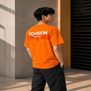 Camiseta de Manga Corta Naranja para Hombre Sqvision, Corte Regular, Cuello Redondo, Informal, 100% Algodón, Impresión Serigráfica, Secado Rápido, Transpirable - Product Image 2