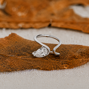 1.5 Ct Lab Grown Pear Cut Diamond <b>Open</b> Wrap <b>Ring</b> for Women 14K 10K White Gold Minimalist Engagement & Party Gift Jewelry - Product Image 1