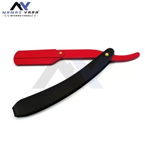 Rasoir droit professionnel pour barbier, type shavette, pour le rasage du visage, du cou et du torse, design papillon noir et rouge, pour salon de coiffure - Product Image 2