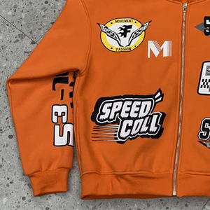 Custom Logo Graphic Racing Patch Hoodie Heavyweight 100% Cotton Fleece Streetwear Apparel Manufacturer Factory OEM Supplier - Product Image 5
