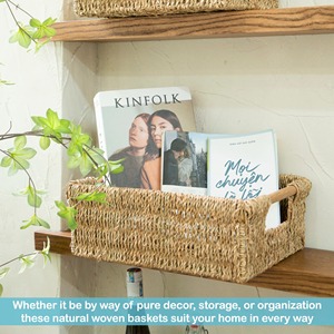 Seagrass <b>basket</b> with wooden handle Handmade <b>Storage</b> <b>Basket</b> Wholesale eco-friendly Made in Viet Nam - Product Image 5