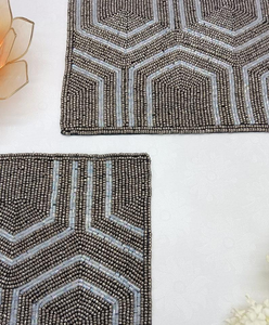 Posavasos con diseño de sombrero y cuentas, decoración de mesa, posavasos bordados a mano con cuentas de mosquitos, manteles individuales, posavasos de cuentas multicolor - Product Image 5