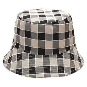 Unisex <b>Purple</b> Black Checkered Bucket <b>Hat</b> Casual Spring Summer Adult Canvas Style - Product Image 3