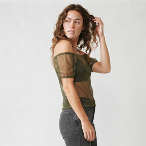Fashion Women Transparent Mesh Off Shoulder <b>Top</b> Sexy <b>Sheer</b> Mesh Off Shoulder <b>Long</b> <b>Sleeve</b> Blouse Women Transparent Off Shoulder - Product Image 4