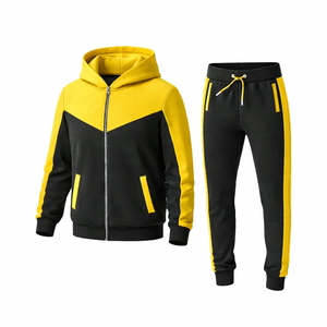 Conjunto Deportivo para Hombre, Sudadera con Capucha Negra y Amarilla, Pantalones Jogger, Ropa Deportiva, Traje de Entrenamiento, Diseño Personalizado OEM - Product Image 1