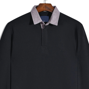 OEM Men's <b>Plain</b> Long Sleeve Rugby Polo Shirt | 100% Cotton Jersey | Private Label Manufacturer Pakistan Rugby Polo Shirt - Product Image 5
