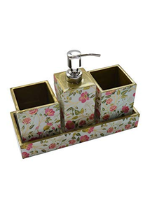 Hot selling resin bathroom <b>set</b> by NEHA ENTERPRISES elegant handmade washroom accessories for hotel home spa decor - Product Image 1