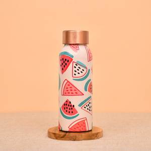 Bouteille d'eau en cuivre à motif géométrique, style bohème vintage, avec couvercle, portable pour la gym, la randonnée, accessoires de boisson - Product Image 6
