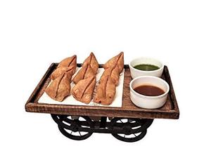 Reliable Manufacturer Wood Iron Snack Server With Durable Build And Multiple Sections For Serving Snacks Chips <b>Candy</b> - Product Image 1