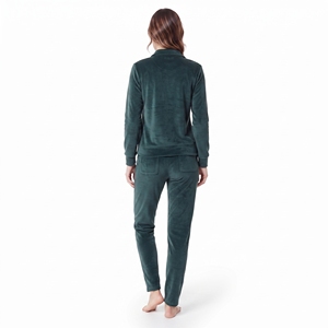 Ensemble de survêtement en velours pour femme, coupe classique, deux pièces, veste zippée intégrale et pantalon assorti, haute qualité, OEM ODM, vente en gros personnalisée - Product Image 6