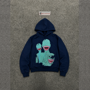 เสื้อฮู้ดดี้โอเวอร์ไซส์สีน้ำเงินกรมท่าพรีเมียม ลายกราฟิก แนวสตรีทแฟชั่น ผ้าฝ้ายเฟรนช์เทอร์รี่ ทรงปกติ ใส่สบาย เหมาะกับฤดูใบไม้ร่วง - Product Image 5