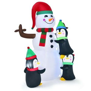 Pupazzo di Neve Gonfiabile Natalizio da 1,8 Metri con Pinguini, Decorazione da Giardino per Esterni - Product Image 4