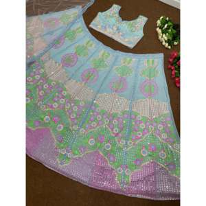 Lehenga Choli de soirée en polyester de créateur avec un magnifique dupatta - Product Image 5