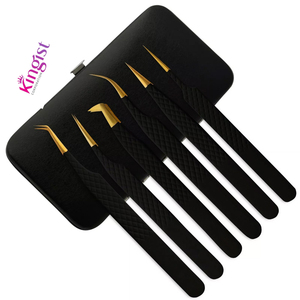 Eyelash Extension Tweezers Professional Custom Stainless Steel Eyebrow Pointed Slanted Tip Set of <b>Tools</b> - Product Image 1