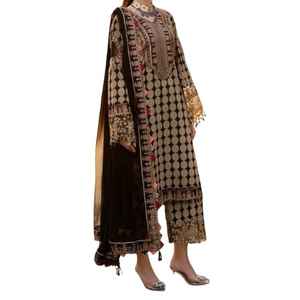 Vestidos Casuales de Verano de 3 Piezas para Mujer, Manga Larga, Totalmente Bordados, Salwar Kameez Duppata, de Secado Rápido y Sin Arrugas, Precio de Fábrica - Product Image 1