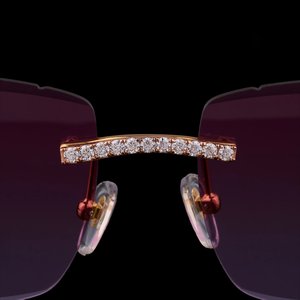 Lunettes de soleil élégantes sans monture, carrées, en cristal, légères, avec branches en bois glacé, unisexe, pour fêtes et voyages - Product Image 2