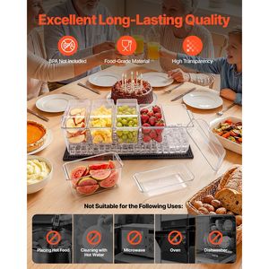 Plateau de service réfrigéré pour condiments - Plateau de service à 5 compartiments refroidi par glace pour garnitures de fruits, en plastique - Product Image 5