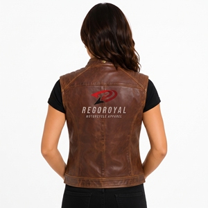 Chaleco de cuero para mujer con corte moderno, acabado elegante, cierre de cremallera frontal y costuras duraderas para un rendimiento prolongado. - Product Image 5