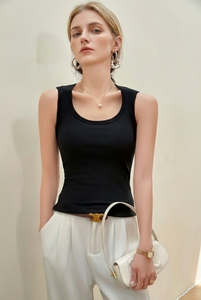 Débardeurs Camisole en Coton Tricoté Écologique Uni pour Femmes avec Soutien-Gorge Intégré, Sexy, Sans Manches, Cache les Graisses des Aisselles, Printemps Été Automne - Product Image 5