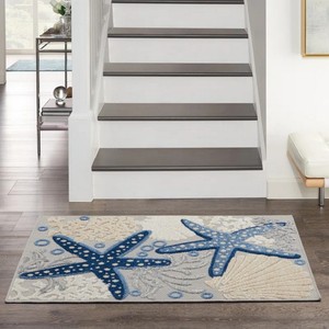 Tapis rectangulaire à motif étoile de mer côtière, avec envers antidérapant en caoutchouc, poils moyens, en polyester, pour la décoration intérieure et l'usage dans les couloirs - Product Image 5
