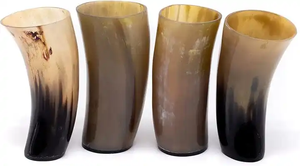 Antique-Finished Polished Buffalo Horn <b>Beer</b> Mug Set with Stand Classical Handicraft for Party & Home Use Gift Stocked - Product Image 5