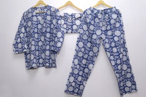 Trendy comfortable matching pajama set two piece shirt and trouser sleepwear pure cotton pyjama set adult nightwear manufacturer - Product Image 2