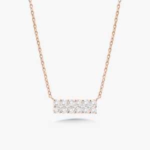 Lab Grown Diamond Bar Necklaces Dainty Pave Set Adjustable 16-18Inches Size Minimalist Small Tiny <b>Pendant</b> 10K 14K 18K <b>Solid</b> <b>Gold</b> - Product Image 5