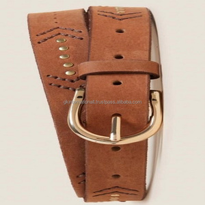 Ceinture décontractée classique et élégante en cuir véritable pour hommes, pour robe de jean avec broderie personnalisée et boucle à ardillon unique dorée - Product Image 6
