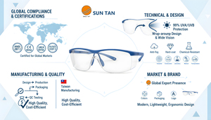 Lightweight Wraparound Safety <b>Glasses</b> MIL-PRF-32432A ANSI Z87.1 ISO 16321-1 Certified Polycarbonate Lens <b>Adjustable</b> Nose Pads - Product Image 3